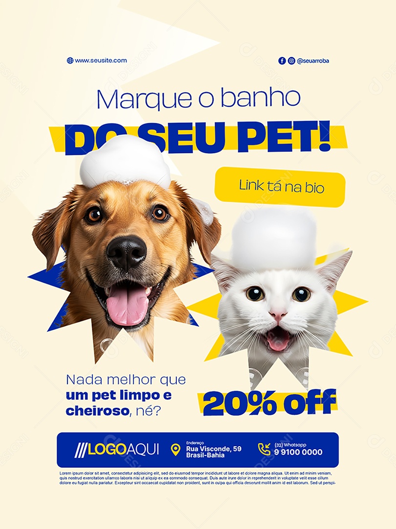 Petshop Marque o Banho do Seu Pet Social Media PSD Editável