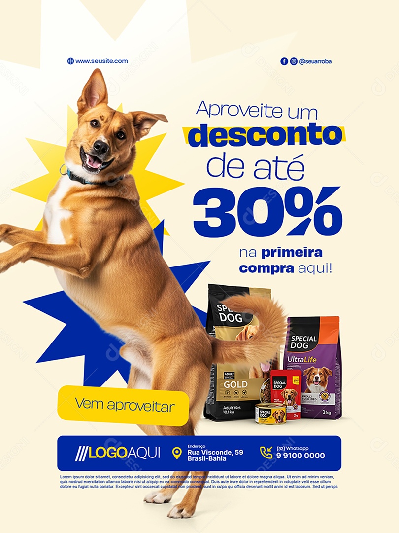 Petshop Aproveite Um Desconto de Até 30% Social Media PSD Editável