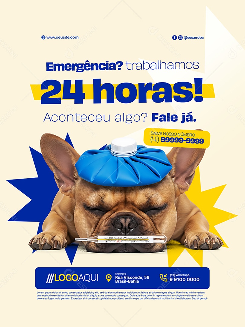 Petshop Emergência Trabalhamos 24 Horas Social Media PSD Editável