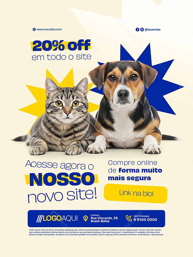 Petshop Acesse Agora o Nosso Novo Site Social Media PSD Editável