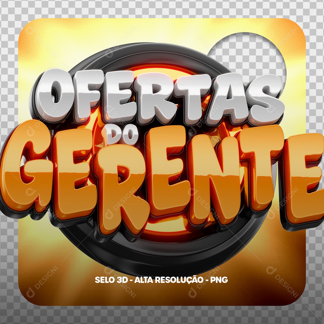 Ofertas do Gerente Selo 3D para Composição PSD