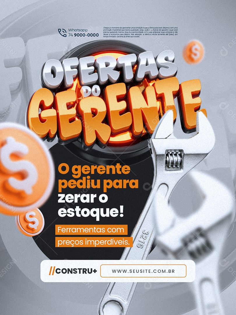 Ofertas do Gerente Construção Ferramentas com Preços Imperdíveis Social Media PSD Editável