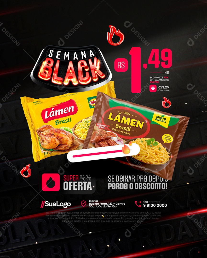 Semana Black Supermercado Super Oferta Miojo Social Media PSD Editável