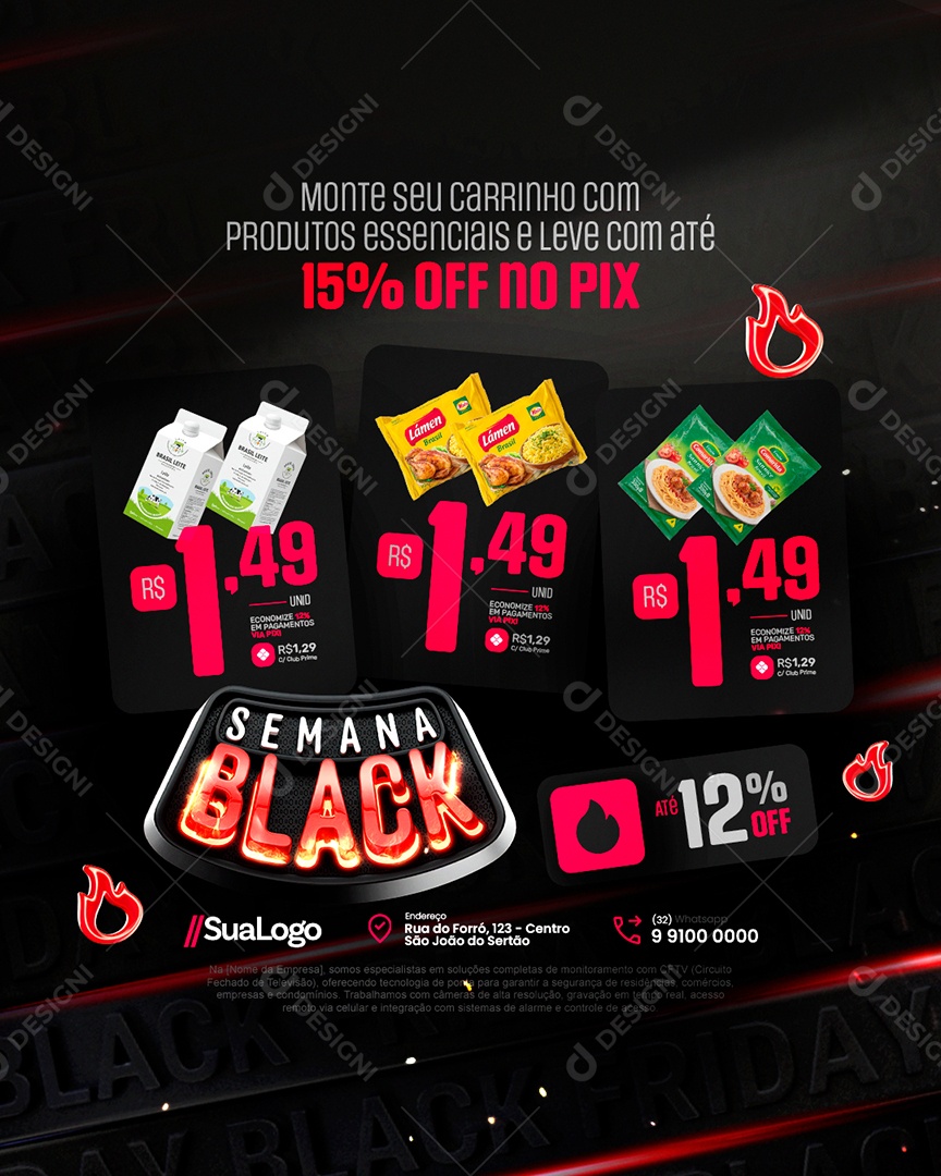 Semana Black Supermercado Monte Seu Carrinho Social Media PSD Editável