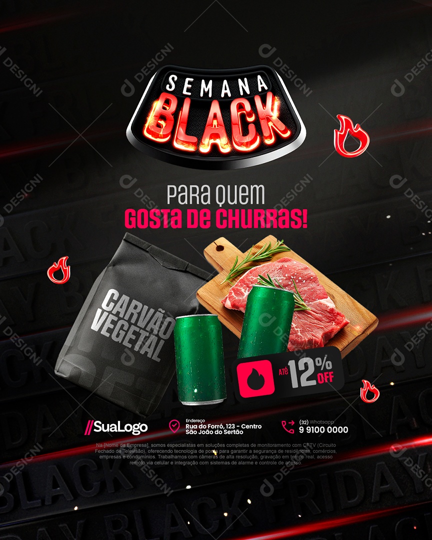 Semana Black Supermercado para Quem Gosta de Churras Social Media PSD Editável