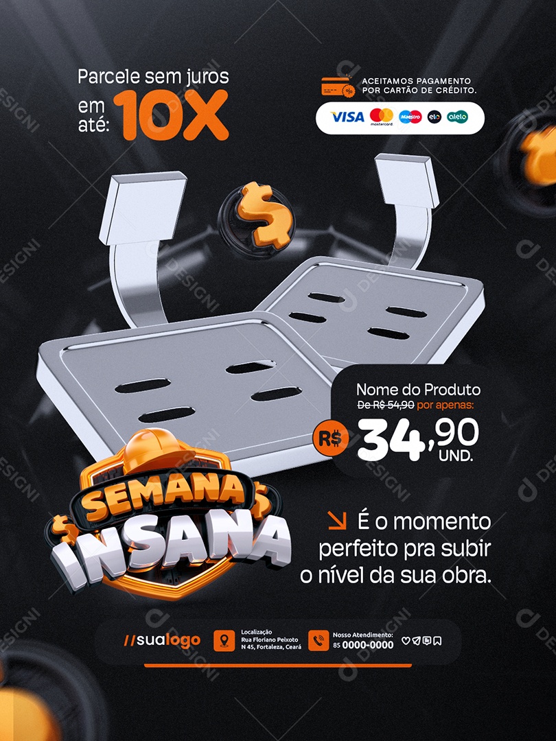 Semana Insana Construção Parcele Sem Juros Social Media PSD Editável