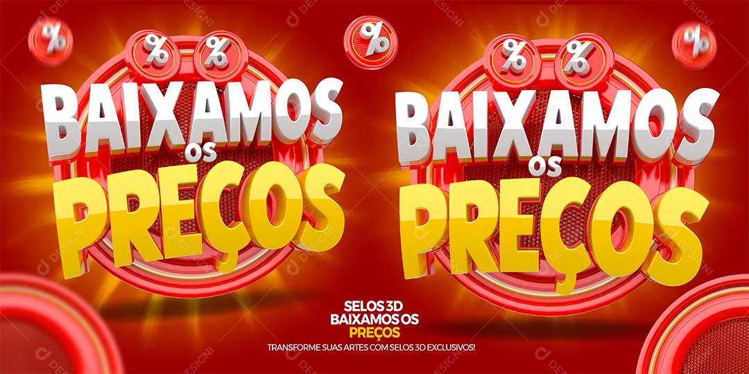 Baixamos os Preços Selo 3D para Composição PSD