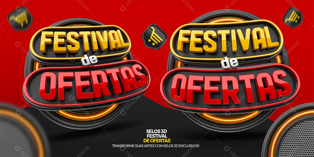 Festival de Ofertas Selo 3D para Composição PSD