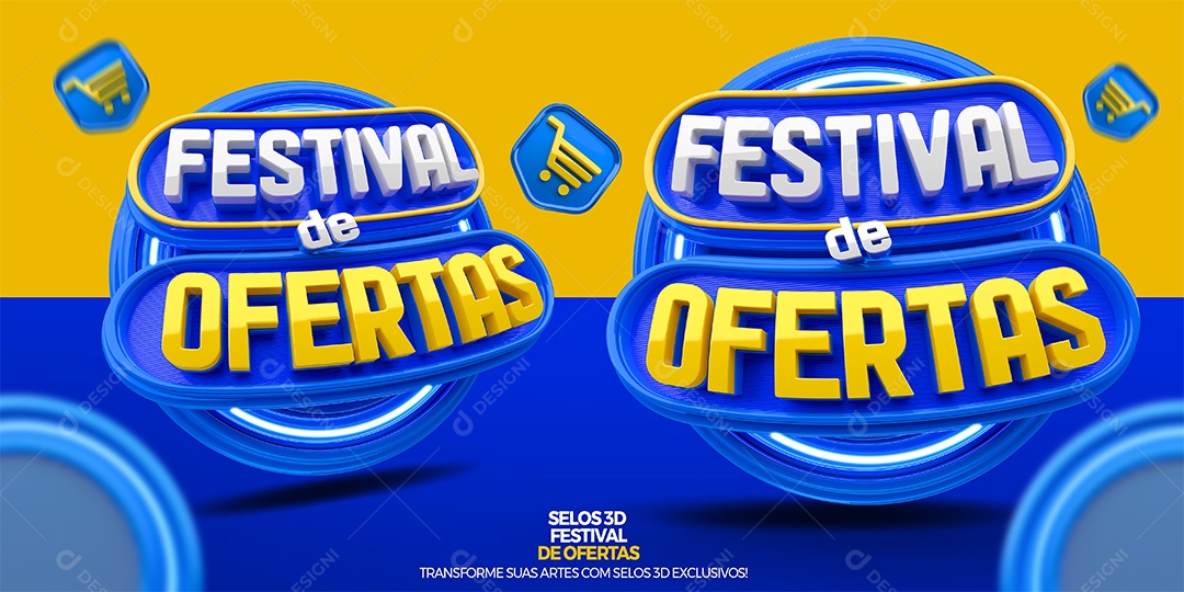 Festival de Ofertas Selo 3D para Composição PSD