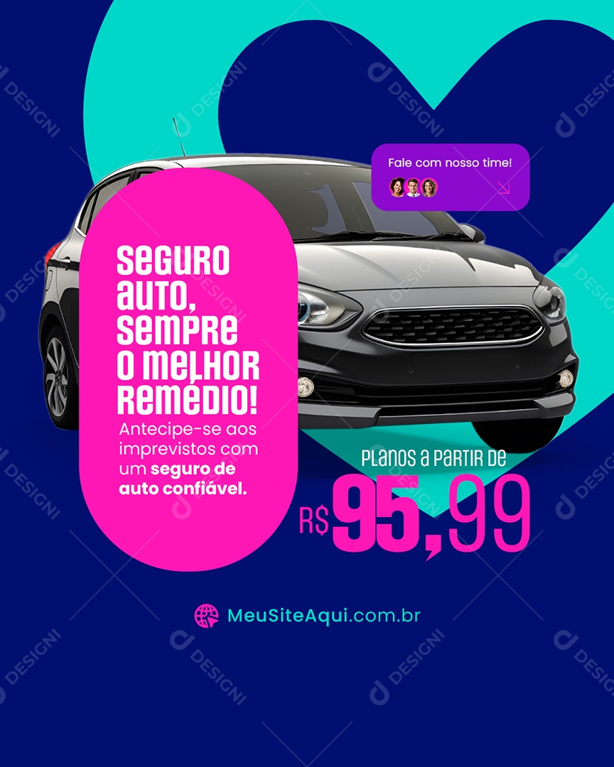 Seguradora Seguro Auto Sempre o Melhor Remédio Social Media PSD Editável