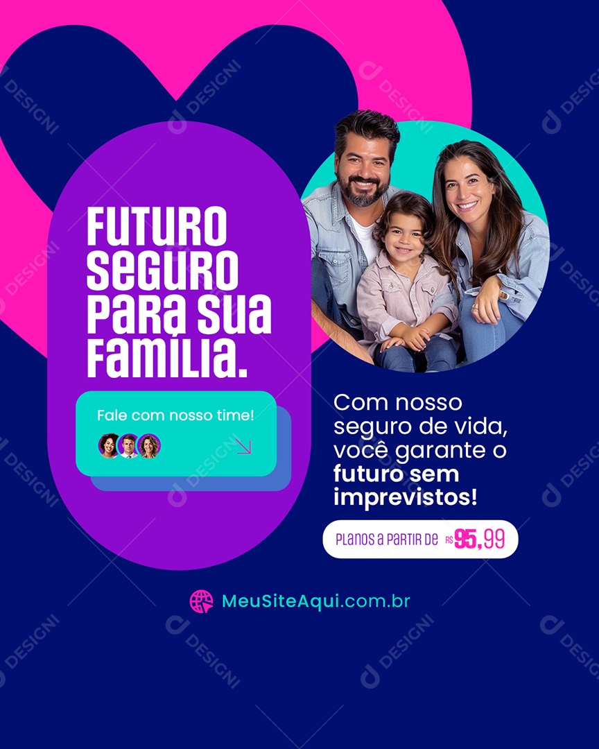 Seguradora Futuro Seguro para Sua Família Social Media PSD Editável