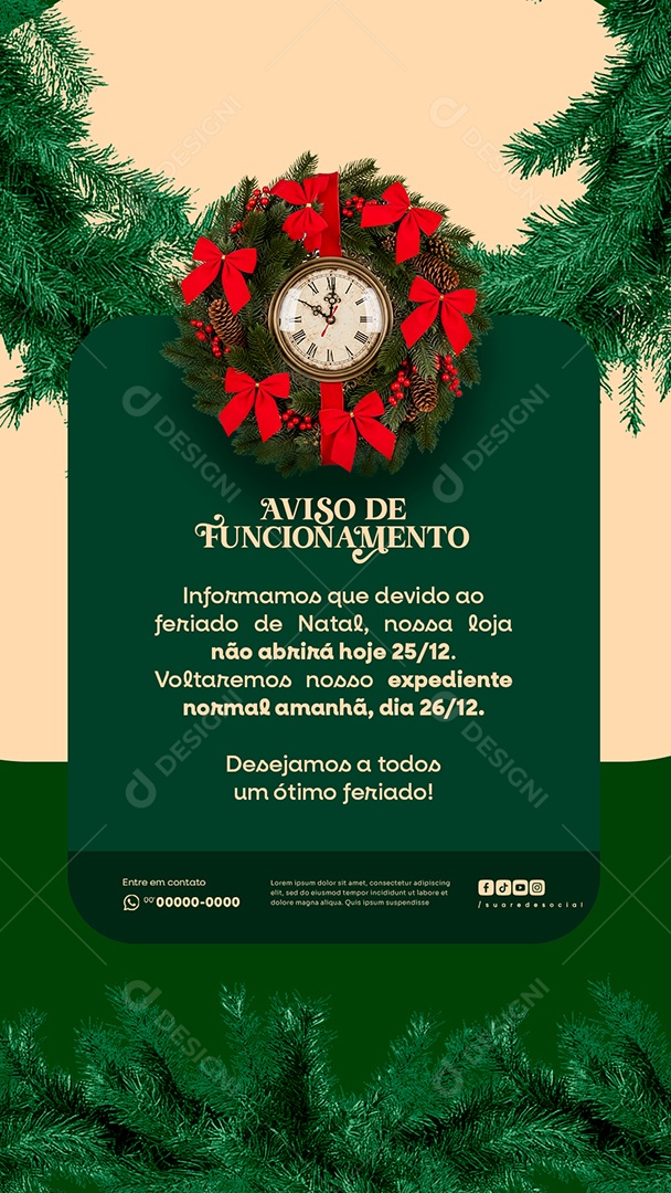 Story Horário de Funcionamento de Natal Social Media PSD Editável
