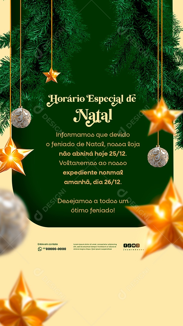 Story Horário Especial de Natal Social Media PSD Editável