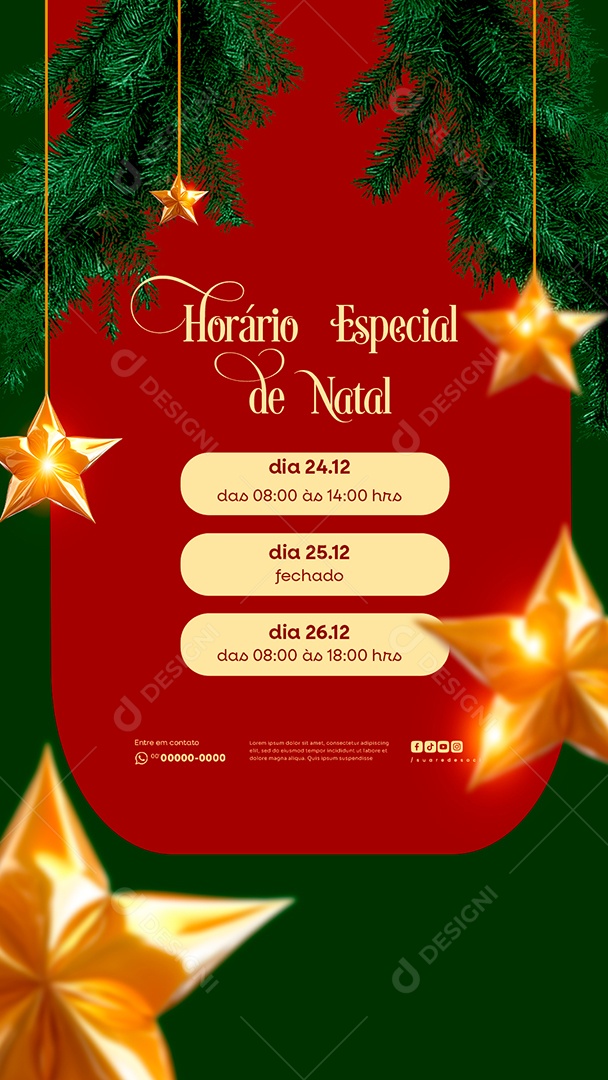 Story Horário Especial de Natal Social Media PSD Editável
