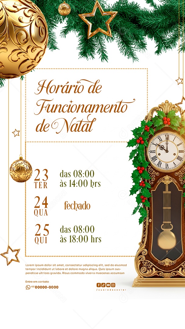 Story Horário de Funcionamento de Natal Social Media PSD Editável
