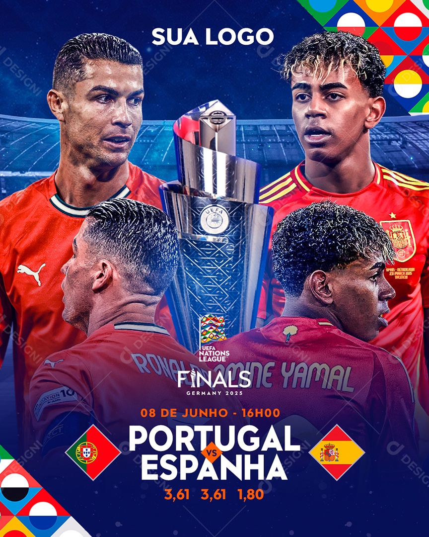 Arte Portugal x Espanha Futebol PSD Editável