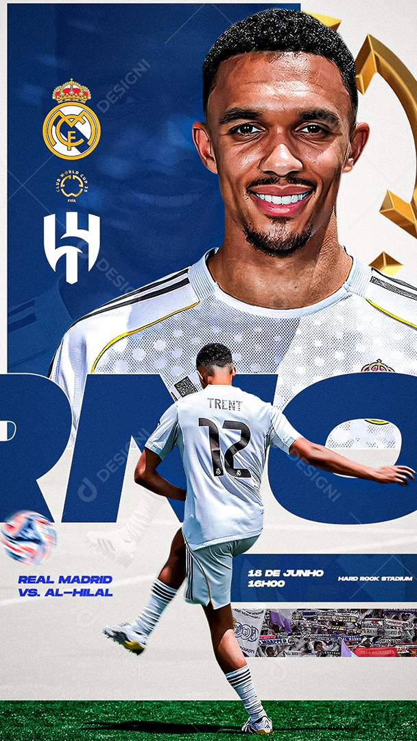 Arte Real Madrid vs Al-Hilal Mundial de Clubes FIFA Futebol PSD Editável