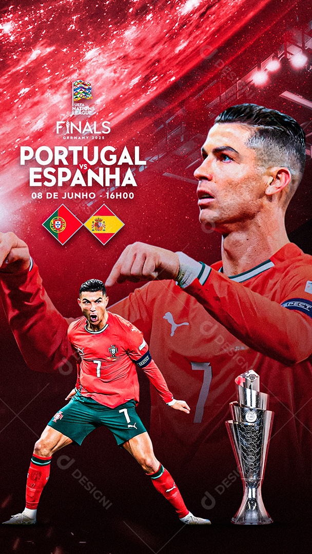 Arte Portugal vs Espanha UEFA Nations League Cristiano Ronaldo PSD Editável