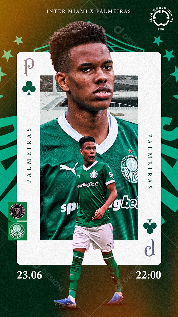 Arte Inter Miami vs Palmeiras Mundial de Clubes FIFA Futebol PSD Editável