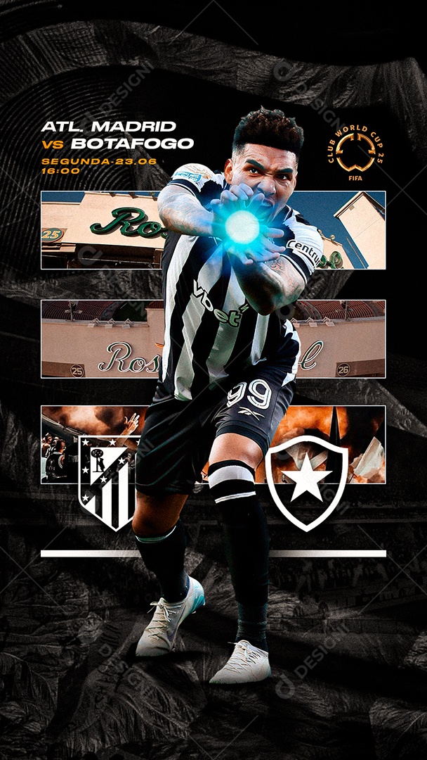 Arte Atlético de Madrid vs Botafogo Mundial de Clubes FIFA Futebol PSD Editável