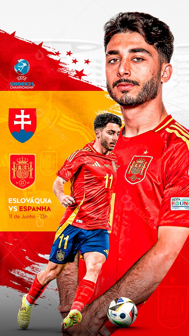 Arte Eslováquia vs Espanha Campeonato Sub21 UEFA Futebol PSD Editável