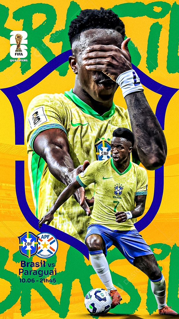 Arte Brasil vs Paraguai Eliminatórias Copa do Mundo Futebol PSD Editável