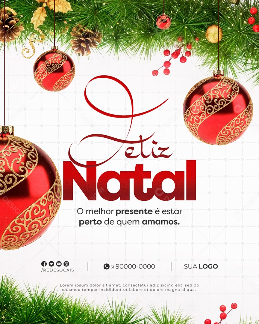 Feliz Natal 25 de Dezembro Social Media PSD Editável