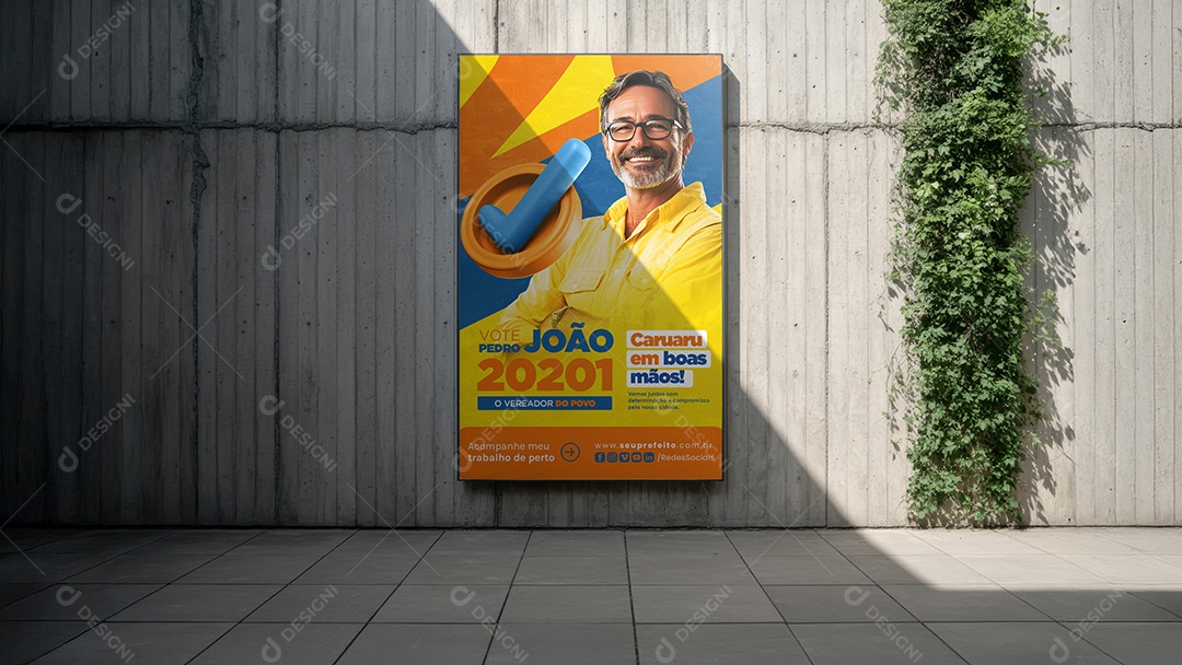 Mockup Cartaz Urbano no Muro PSD Editável
