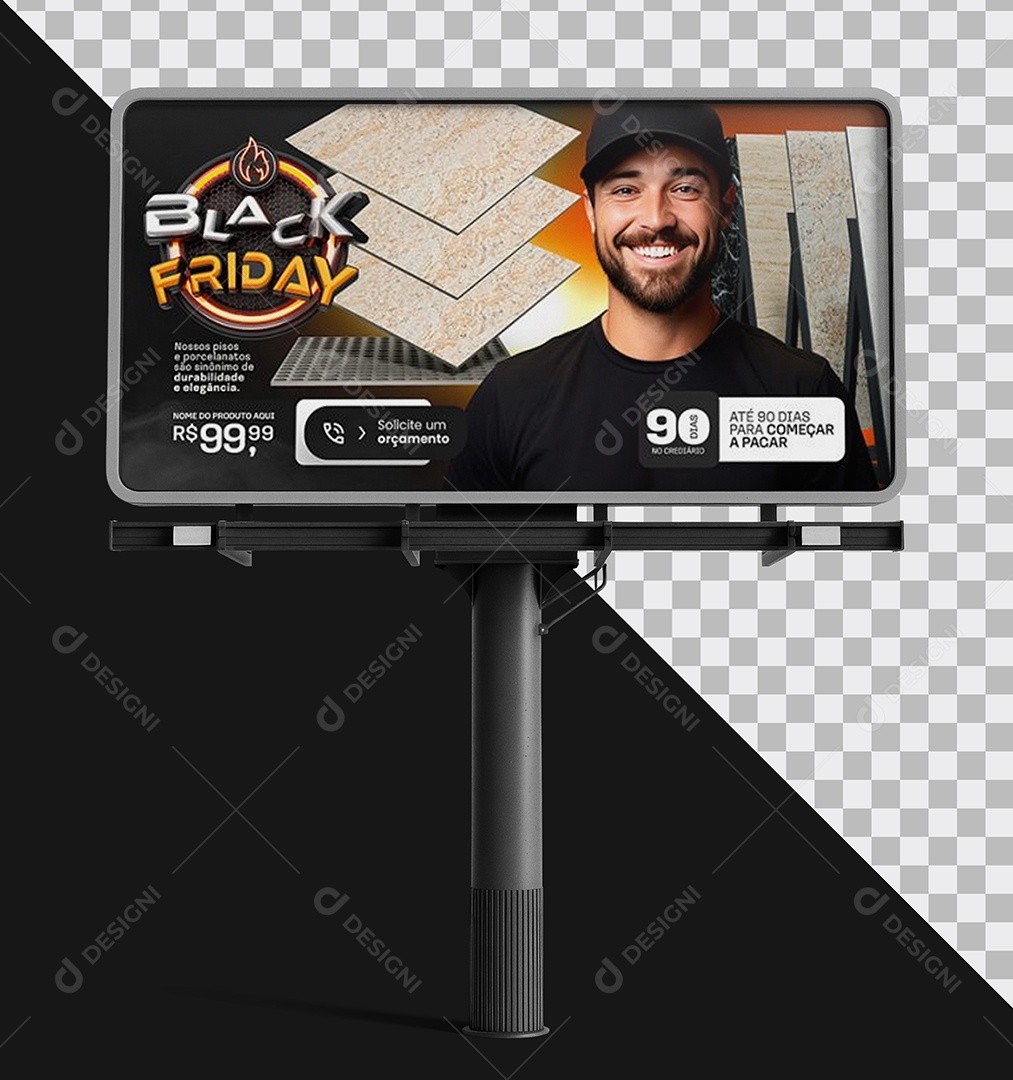 Mockup de Outdoor Cantos Arredondados PSD Editável