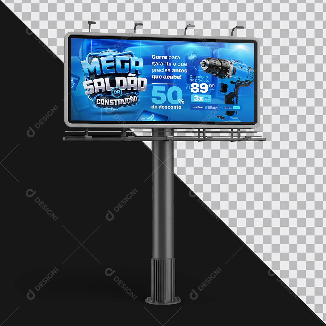 Mockup de Outdoor com Luzes PSD Editável