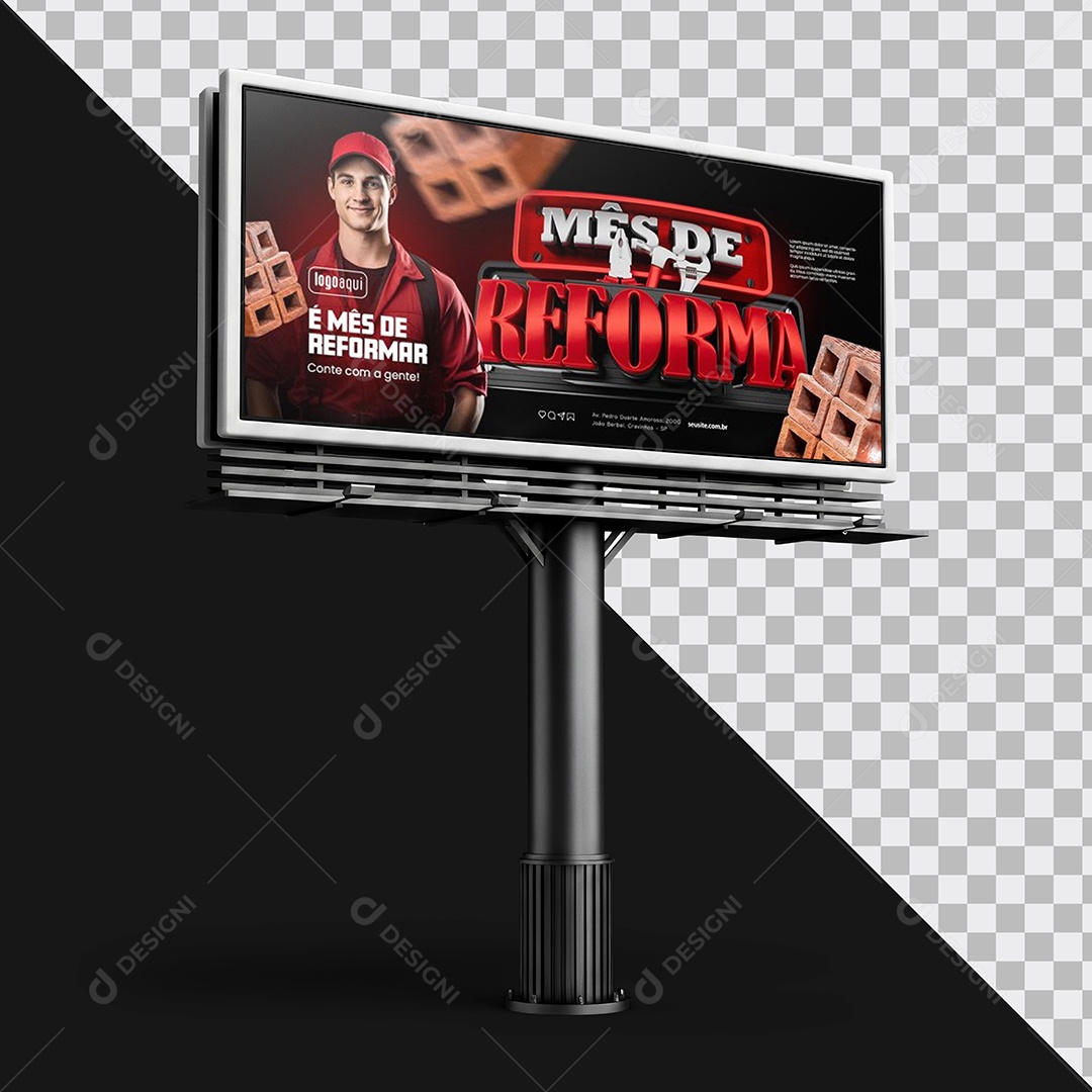 Mockup de Outdoor com Luzes PSD Editável