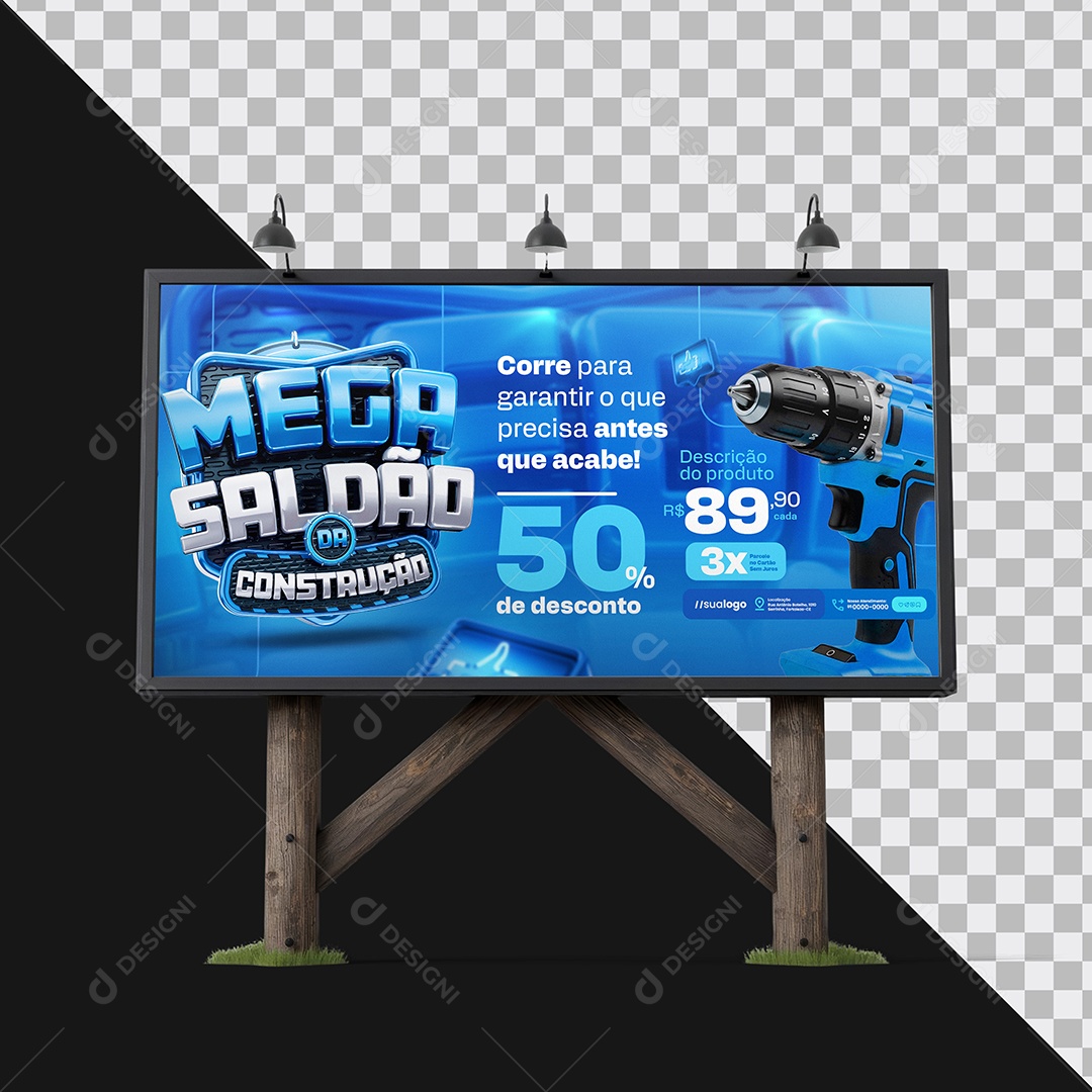 Mockup de Outdoor Rústico PSD Editável