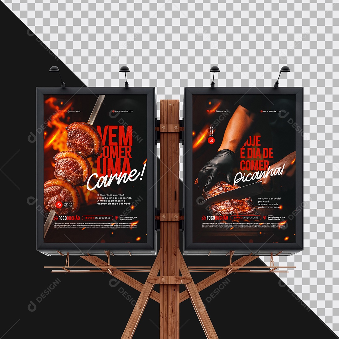 Mockup de Outdoor Vertical Duplo PSD Editável