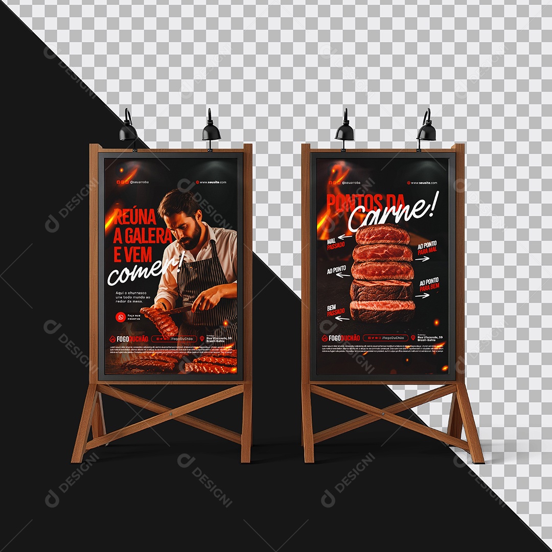 Mockup Painel Publicitário Vertical Duplo PSD Editável