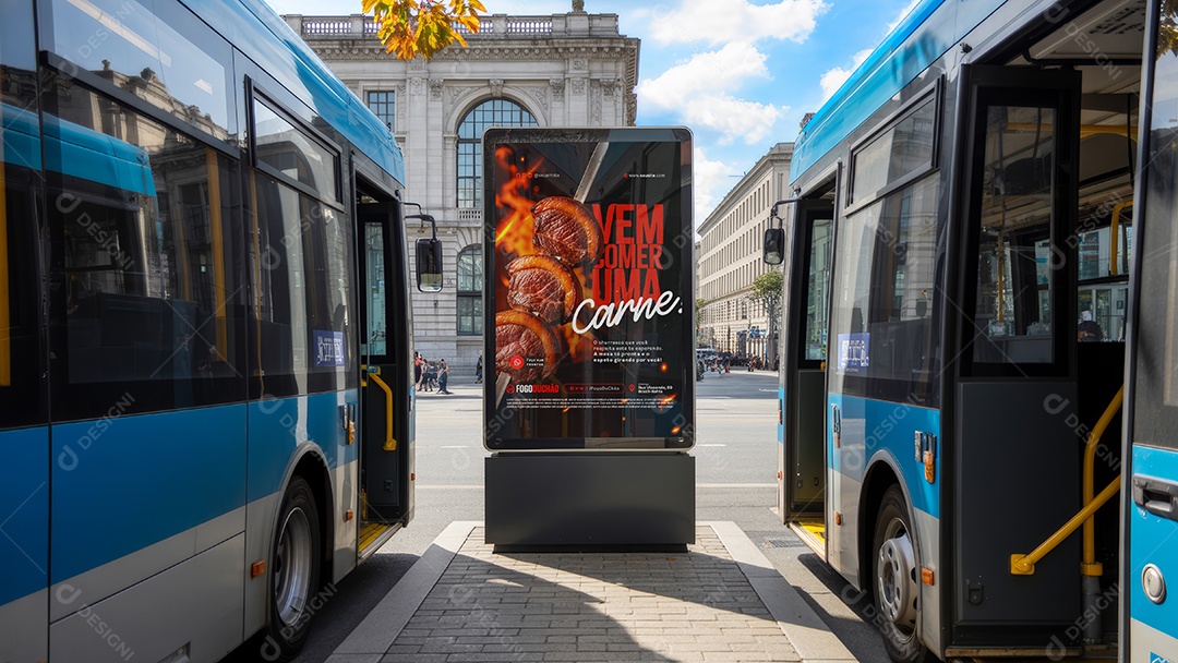 Mockup Parada de Ônibus PSD Editável