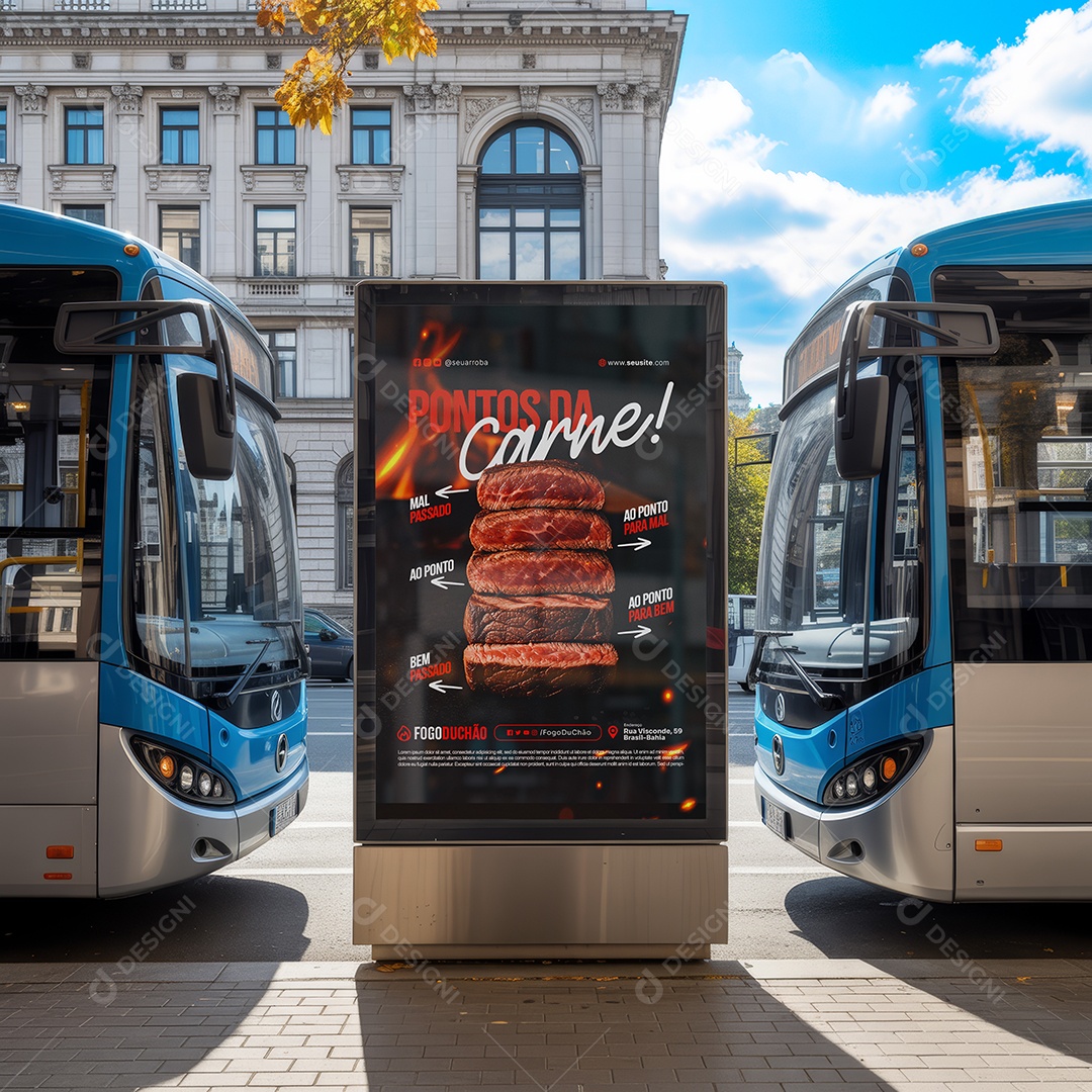 Mockup Parada de Ônibus PSD Editável