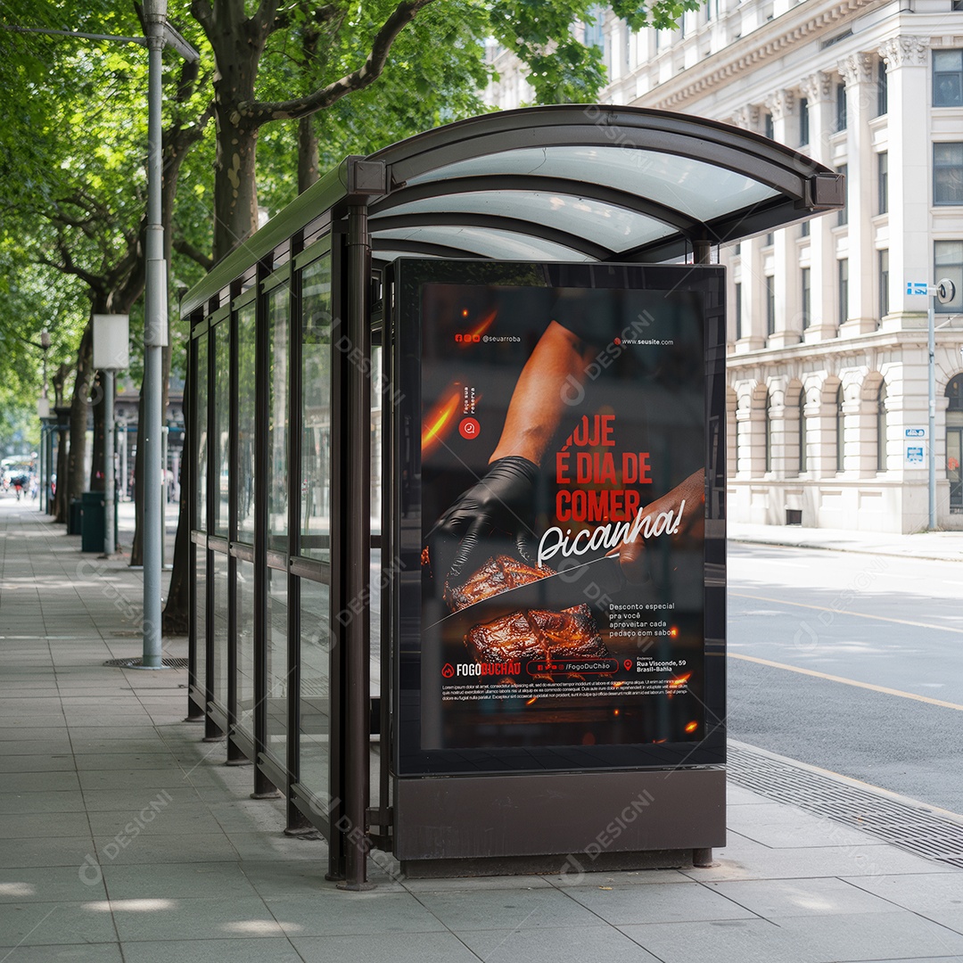 Mockup Parada de Ônibus PSD Editável