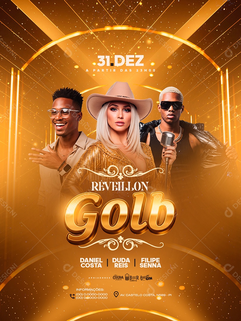 Flyer Próximos Shows Réveillon Gold Social Media PSD Editável