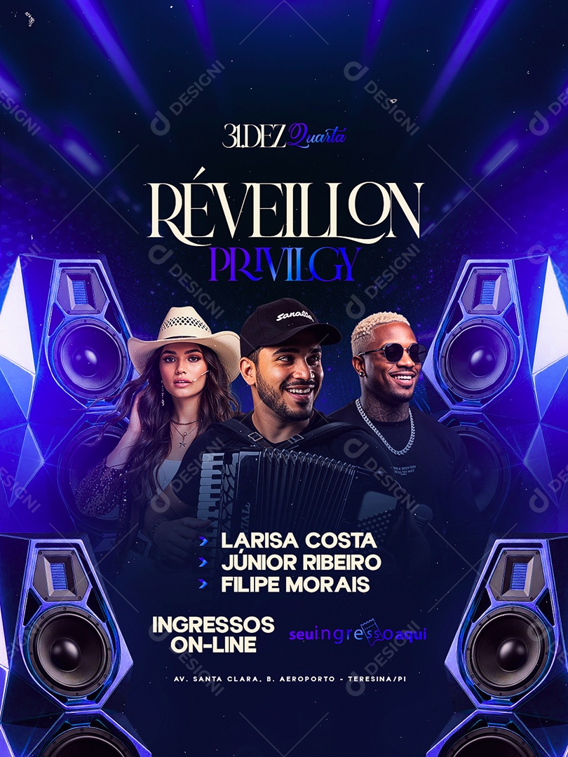 Flyer Próximos Shows Réveillon Privilgy Social Media PSD Editável