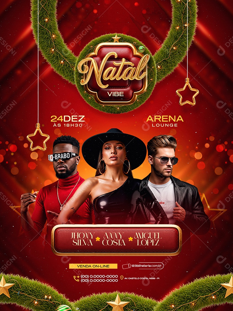 Flyer Próximos Shows Natal Vibe Social Media PSD Editável
