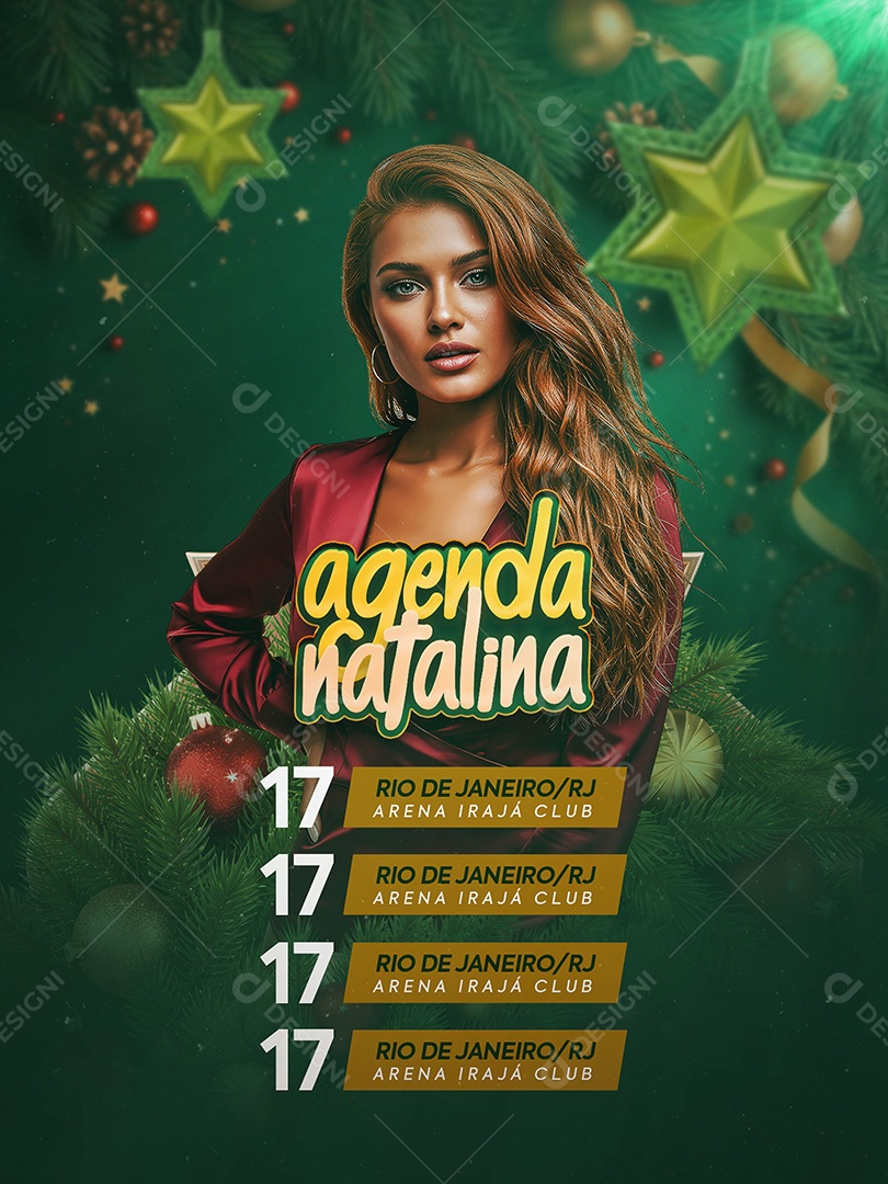 Flyer Agenda Natalina Social Media PSD Editável