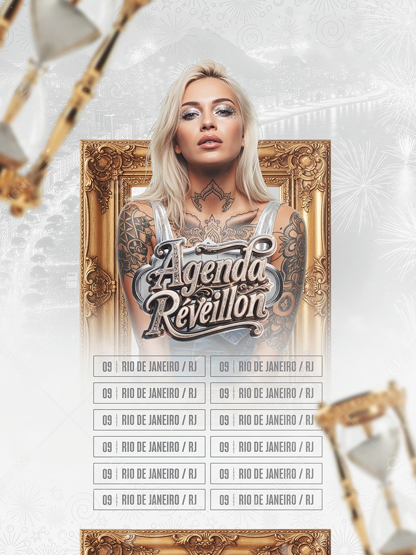 Flyer Agenda Réveillon Social Media PSD Editável