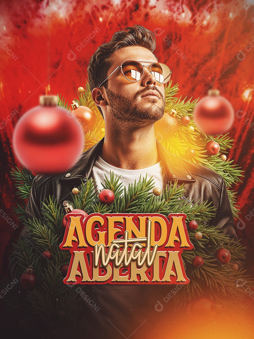 Flyer Agenda Aberta de Natal Social Media PSD Editável
