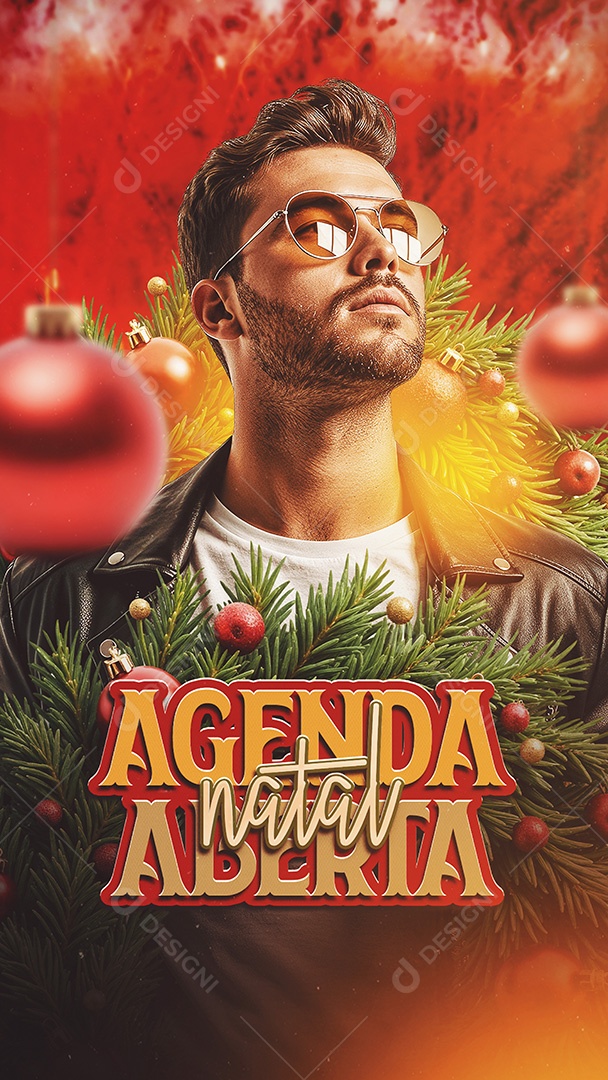Story Flyer Agenda de Natal Aberta Social Media PSD Editável