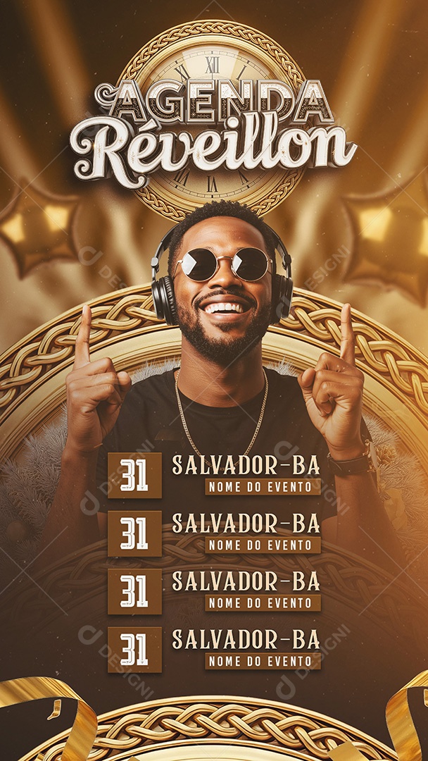 Flyer Agenda Réveillon Social Media PSD Editável
