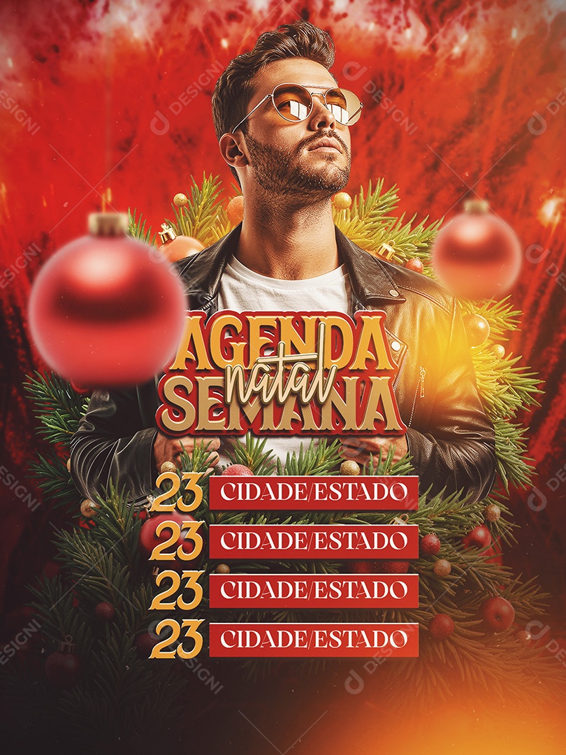 Flyer Agenda de Natal Social Media PSD Editável