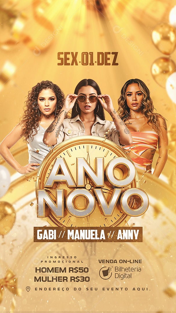 Story Flyer Shows Ano Novo Social Media PSD Editável