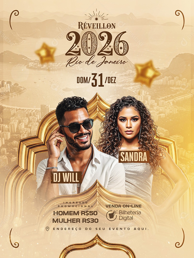 Flyer Réveillon 2026 Social Media PSD Editável