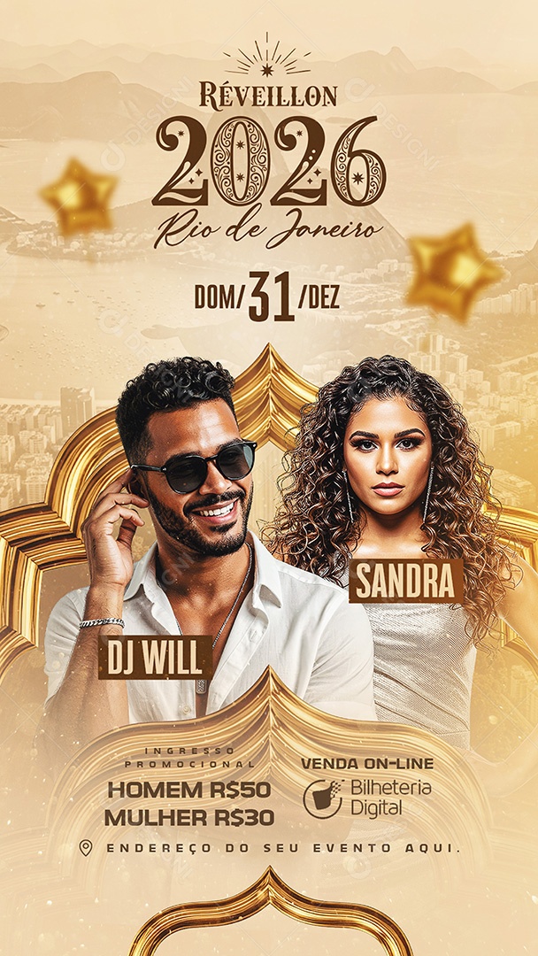 Story Flyer Réveillon 2026 Social Media PSD Editável