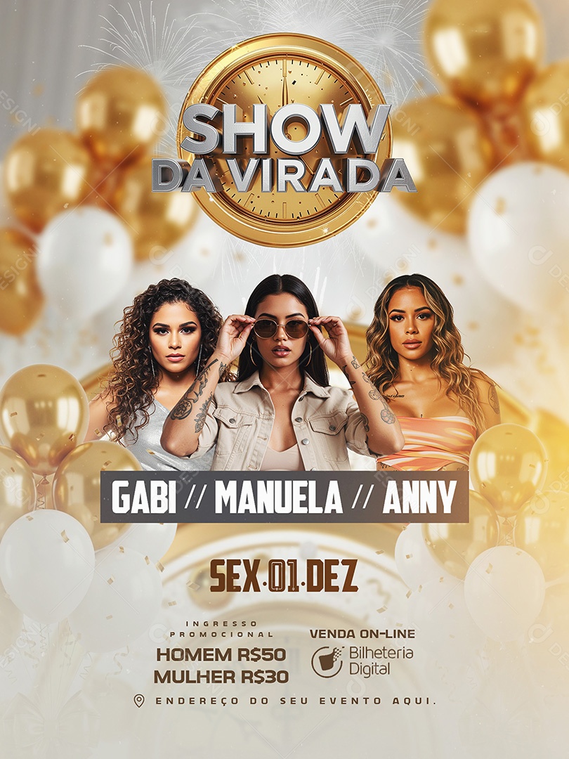 Flyer Show da Virada Social Media PSD Editável